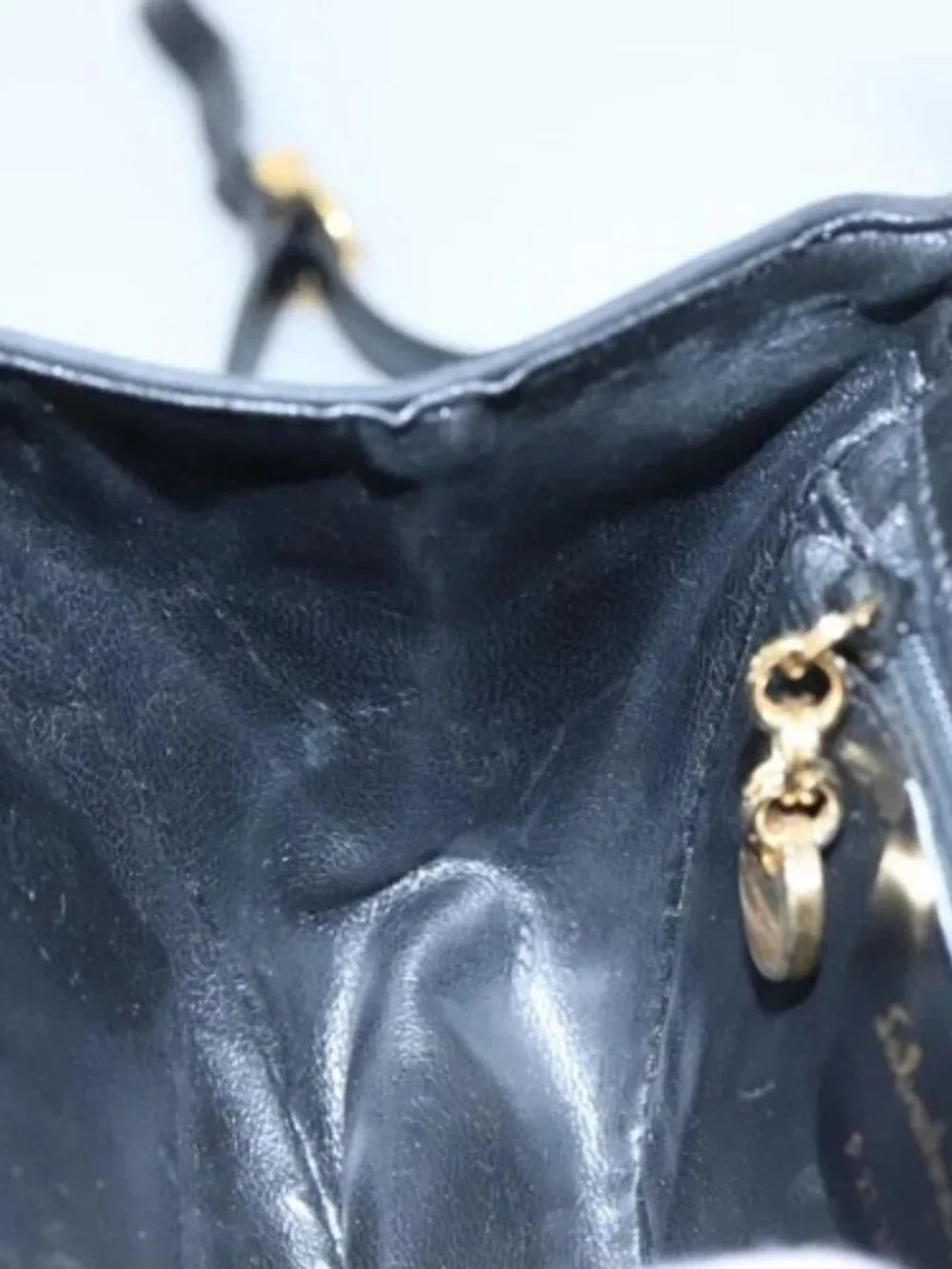 Salvatore Ferragamo Gancini Shoulder Bag Suede Black Gold Auth bs20936